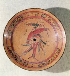 Große dreibeinige Schale mit Darstellung eines Schauspielers oder Tänzers, 600-950